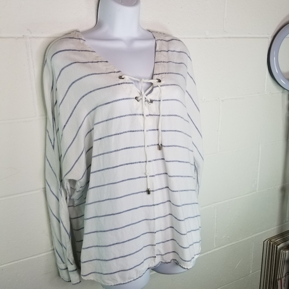 RAILS lily positano striped lace up tunic top - Picture 12 of 15